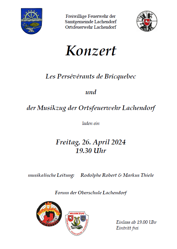 Konzertabend in der Oberschule Lachendorf Musikzug Lachendorf / Stadtkapelle "Les Persévérants" Bricquebec am 26.04.2024